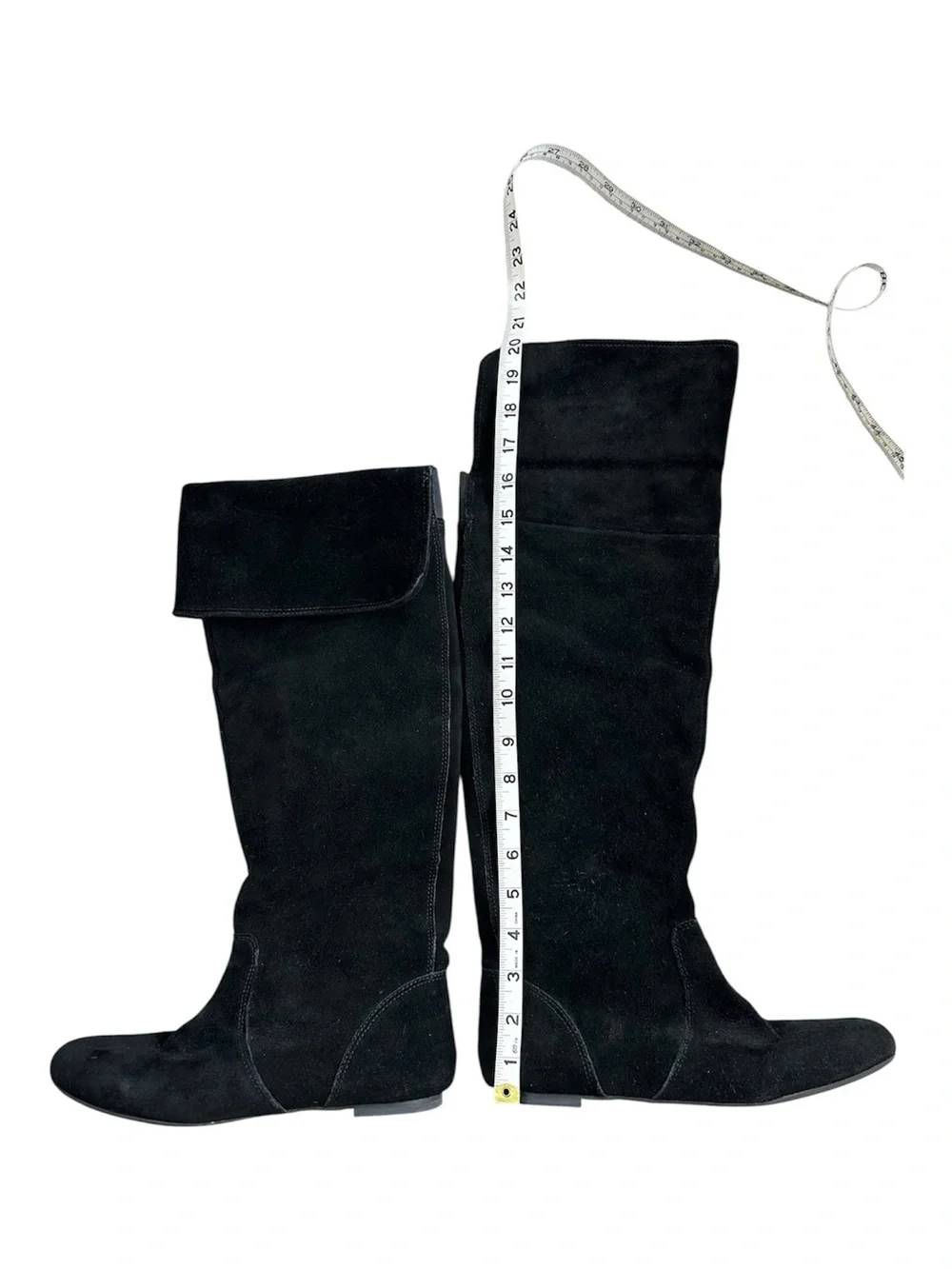 GIANNI BINI Women’s Black‎ Suede Knee-High Cuffed Boots Flats Size 7.5M